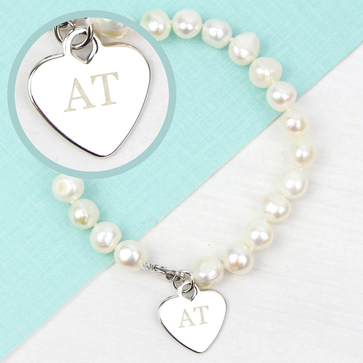 Buy Personalised White Freshwater Pearl Initial Bracelet at www.giftsfinder.co.uk