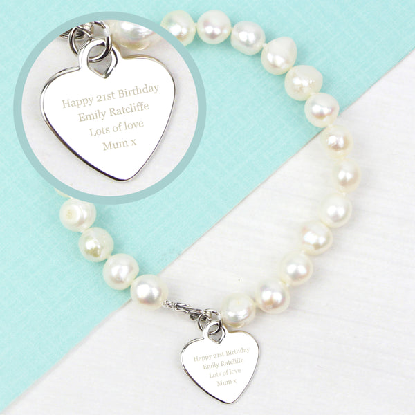 Buy Personalised White Freshwater Pearl Message Bracelet at www.giftsfinder.co.uk