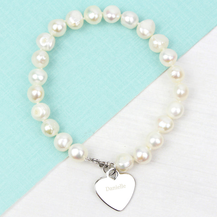 Buy Personalised White Freshwater Pearl Name Bracelet at www.giftsfinder.co.uk