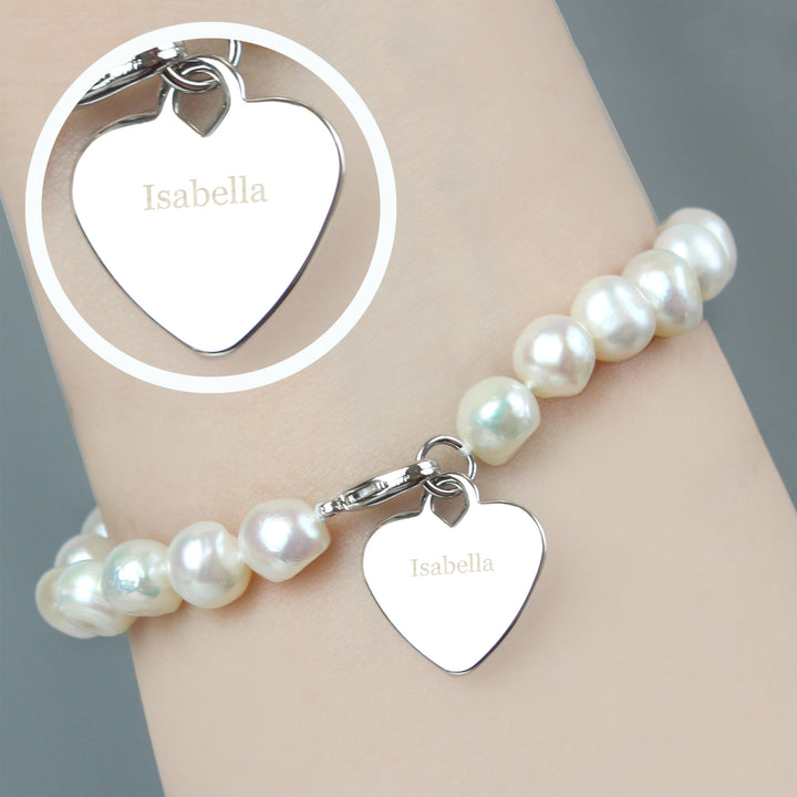 Buy Personalised White Freshwater Pearl Name Bracelet at www.giftsfinder.co.uk