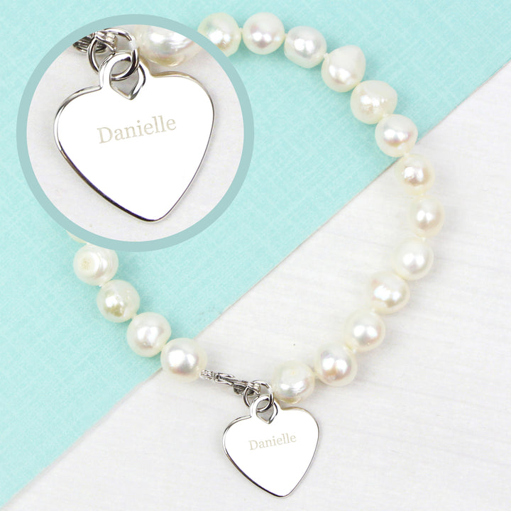 Buy Personalised White Freshwater Pearl Name Bracelet at www.giftsfinder.co.uk