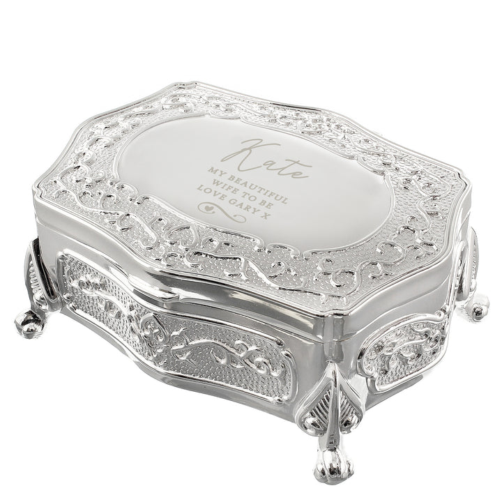 Buy Personalised Swirls & Hearts Small Antique Trinket Box at www.giftsfinder.co.uk