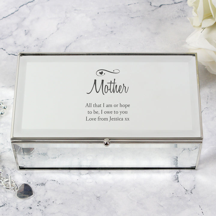 Buy Personalised Swirls & Hearts Mirrored Jewellery Box at www.giftsfinder.co.uk