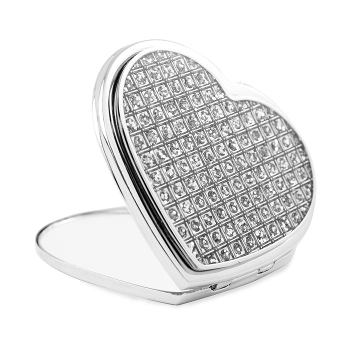 Personalised Swirls & Hearts Diamante Heart Compact Mirror - part of the Gifts Finder Personalised Compact Mirrors collection