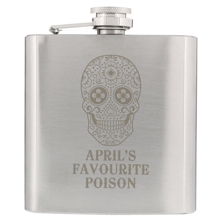 Buy Personalised Sugar Skull Hip Flask at www.giftsfinder.co.uk