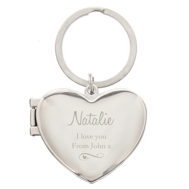 Buy Personalised Swirl Heart Photoframe Keyring at www.giftsfinder.co.uk