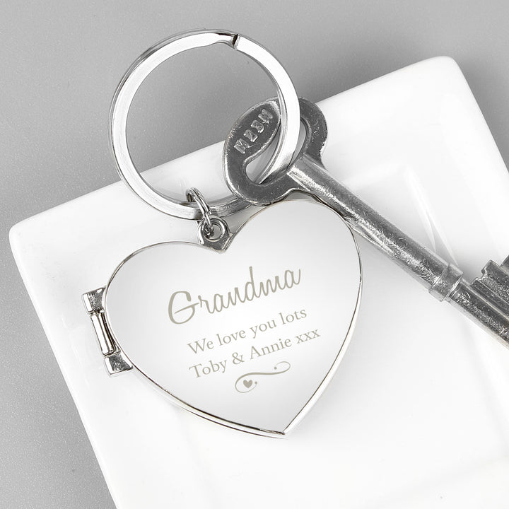 Buy Personalised Swirl Heart Photoframe Keyring at www.giftsfinder.co.uk