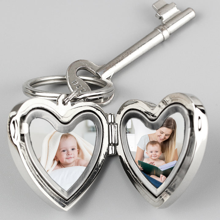 Buy Personalised Swirl Heart Photoframe Keyring at www.giftsfinder.co.uk