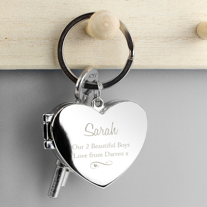 Buy Personalised Swirl Heart Photoframe Keyring at www.giftsfinder.co.uk