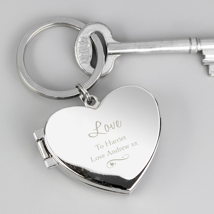 Buy Personalised Swirl Heart Photoframe Keyring at www.giftsfinder.co.uk