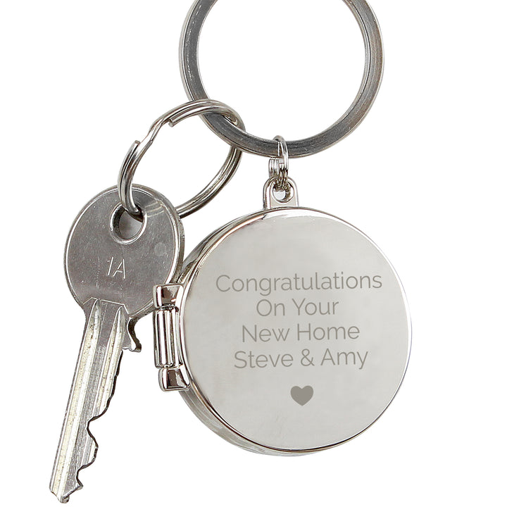 Buy Personalised Heart Motif Round Photo Keyring at www.giftsfinder.co.uk