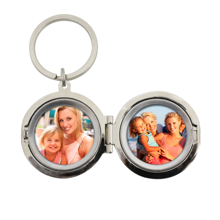 Buy Personalised Heart Motif Round Photo Keyring at www.giftsfinder.co.uk