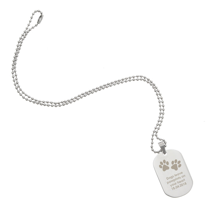 Buy Personalised Pawprints Stainless Steel Dog Tag Necklace at www.giftsfinder.co.uk