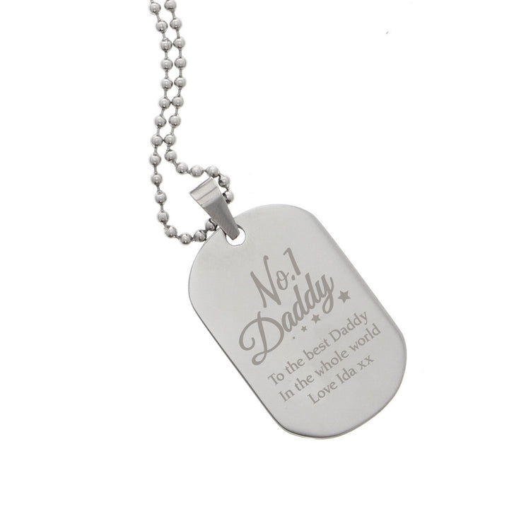 Buy Personalised No.1 Daddy Stainless Steel Dog Tag Necklace at www.giftsfinder.co.uk