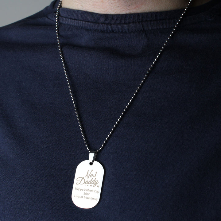 Personalised No.1 Daddy Stainless Steel Dog Tag Necklace - part of the Gifts Finder Personalised Necklaces collection