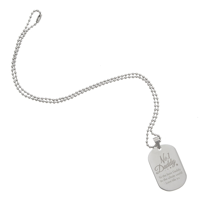 Buy Personalised No.1 Daddy Stainless Steel Dog Tag Necklace at www.giftsfinder.co.uk