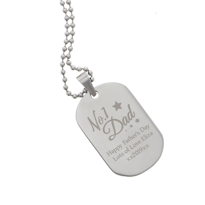 Buy Personalised No.1 Dad Stainless Steel Dog Tag Necklace at www.giftsfinder.co.uk