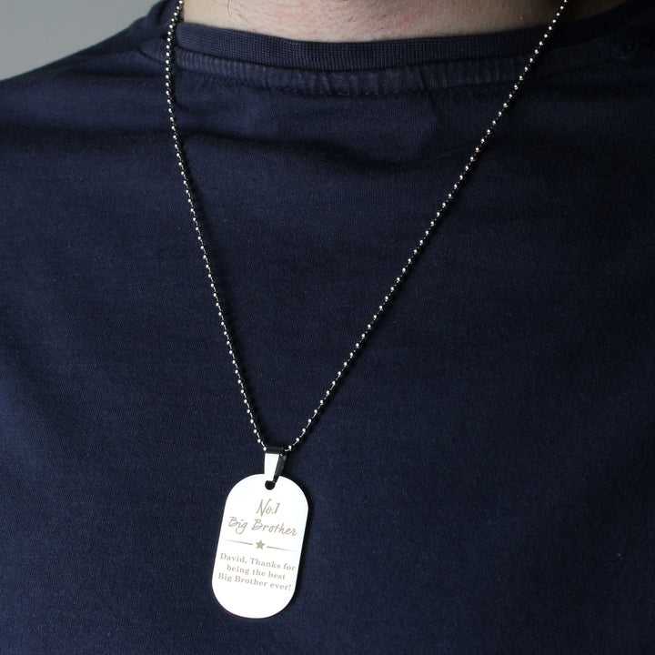 Buy Personalised No.1 Stainless Steel Dog Tag Necklace at www.giftsfinder.co.uk