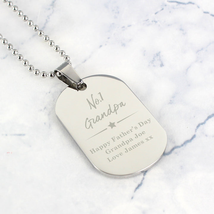 Buy Personalised No.1 Stainless Steel Dog Tag Necklace at www.giftsfinder.co.uk