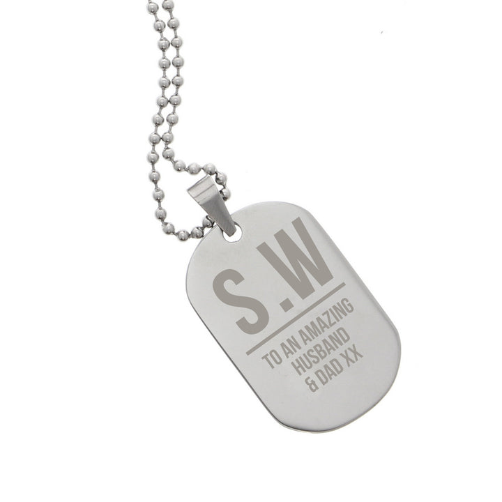 Buy Personalised Initials Stainless Steel Dog Tag Necklace at www.giftsfinder.co.uk