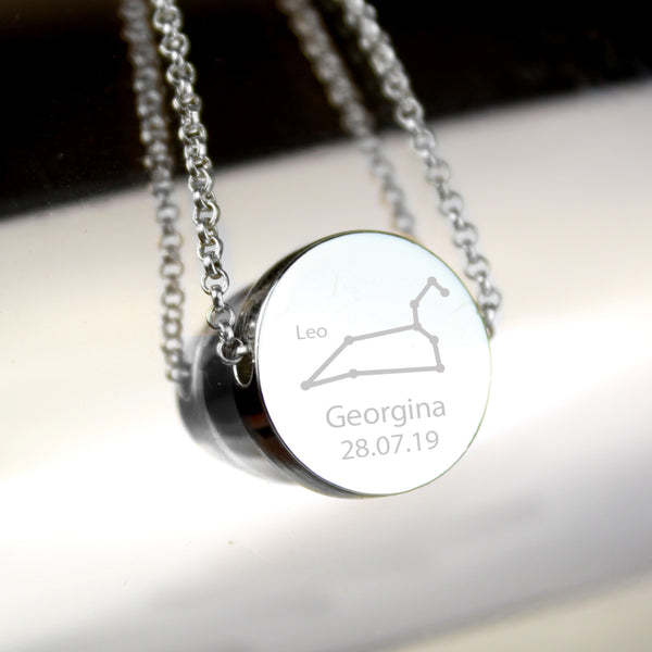 Buy Personalised Leo Zodiac Star Sign Silver Tone Necklace (July 23rd - August 22nd) at www.giftsfinder.co.uk