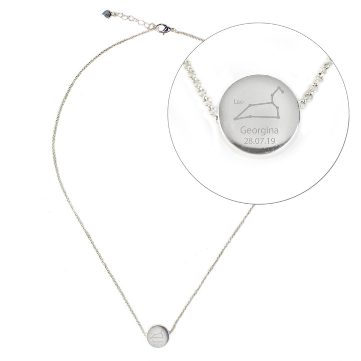 Personalised Leo Zodiac Star Sign Silver Tone Necklace (July 23rd - August 22nd) - part of the Gifts Finder Necklaces collection