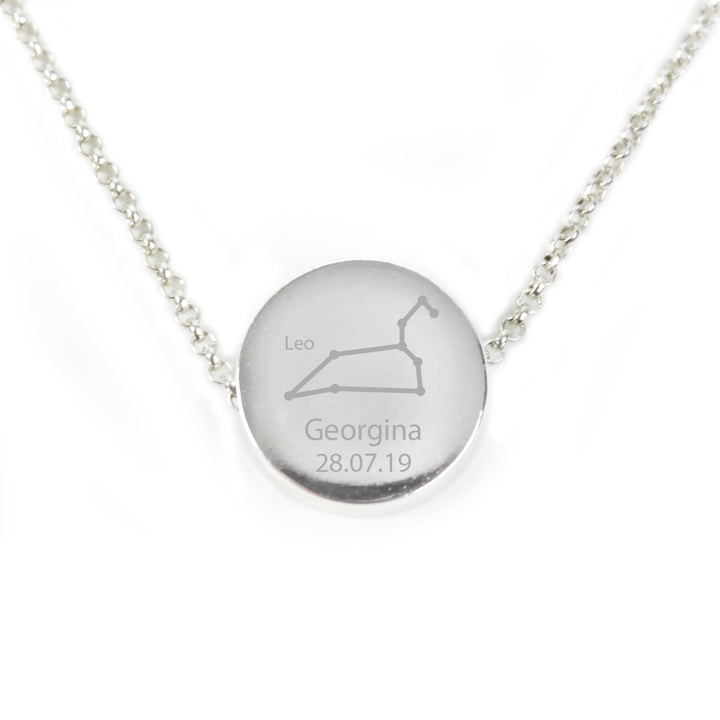 Personalised Leo Zodiac Star Sign Silver Tone Necklace (July 23rd - August 22nd) - part of the Gifts Finder Necklaces collection