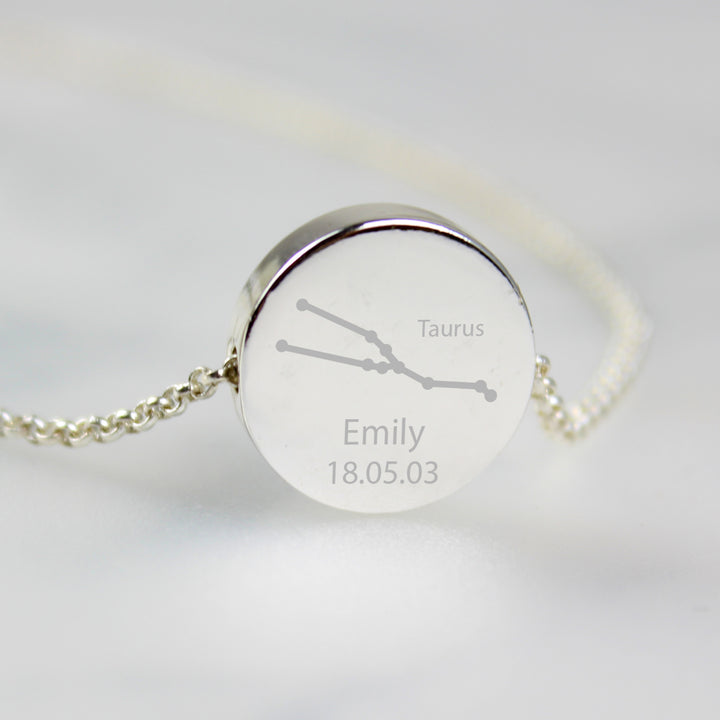 Personalised Taurus Zodiac Star Sign  Silver Tone Necklace (April 20th - May 20th) - part of the Gifts Finder Necklaces collection