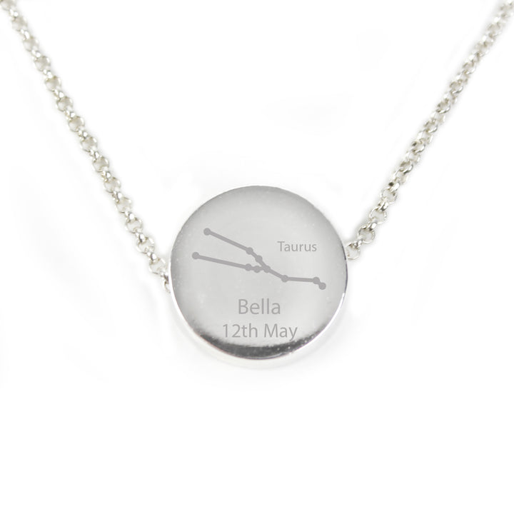 Personalised Taurus Zodiac Star Sign  Silver Tone Necklace (April 20th - May 20th) - part of the Gifts Finder Necklaces collection