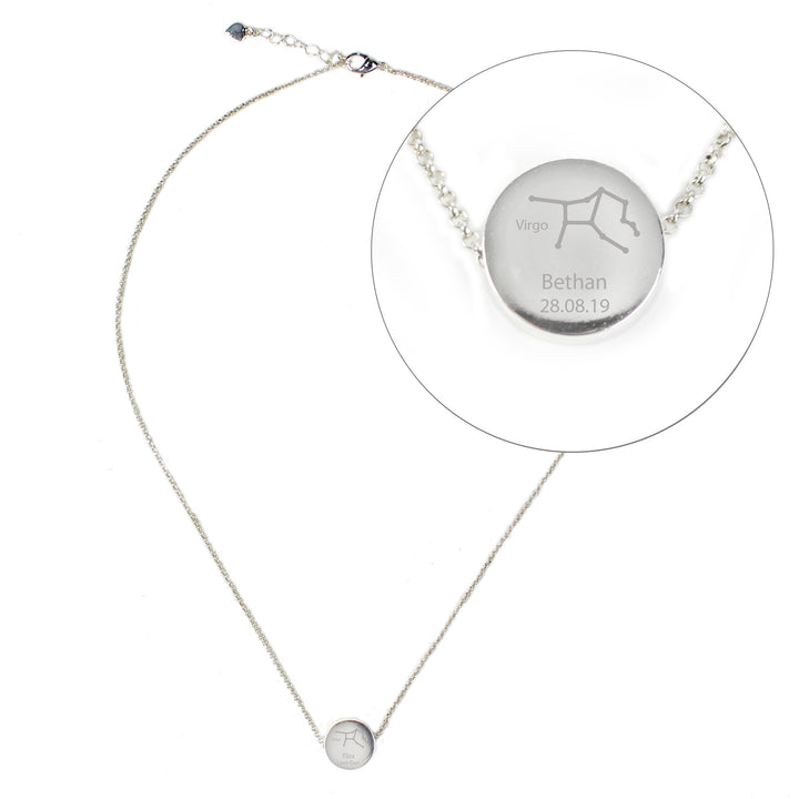 Buy Personalised Virgo Zodiac Star Sign Silver Tone Necklace (August 23rd - September 22nd) at www.giftsfinder.co.uk