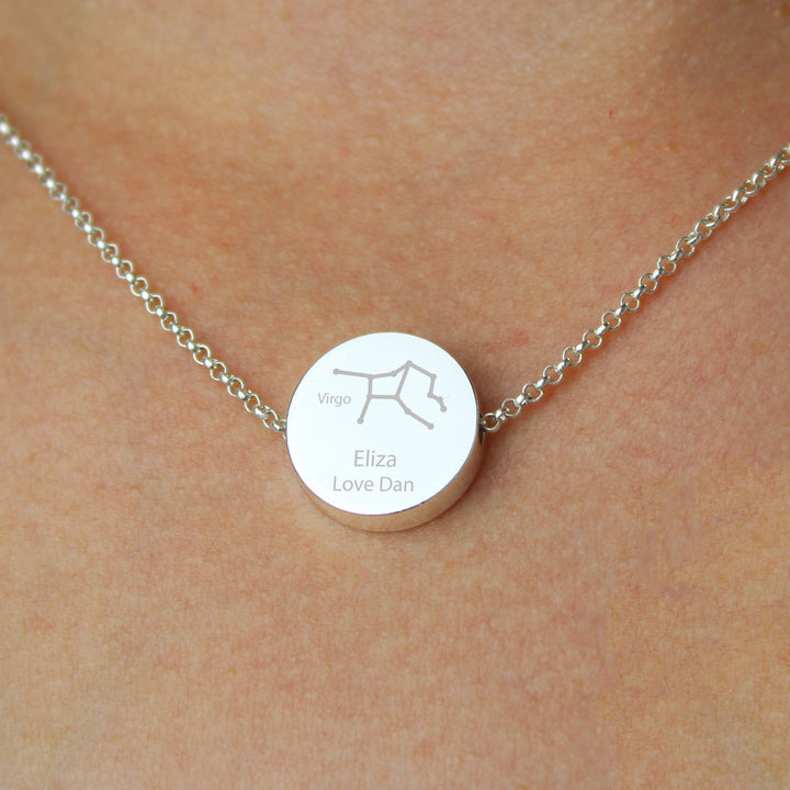 Buy Personalised Virgo Zodiac Star Sign Silver Tone Necklace (August 23rd - September 22nd) at www.giftsfinder.co.uk