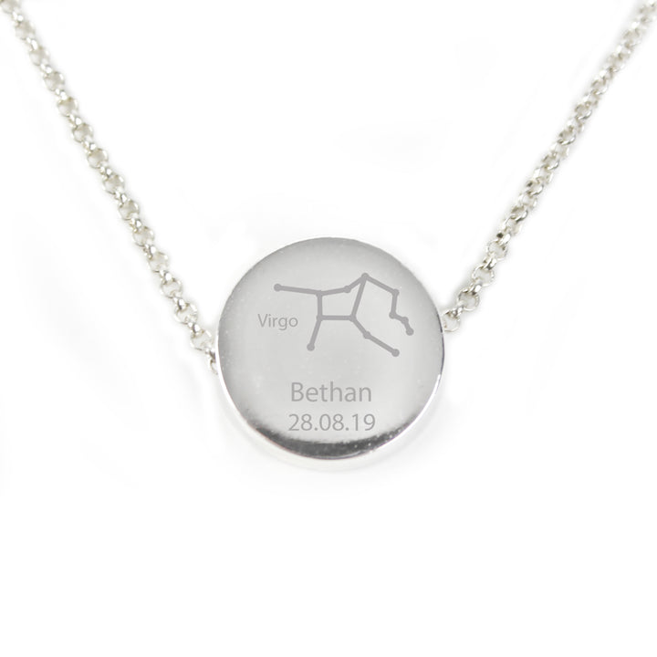 Buy Personalised Virgo Zodiac Star Sign Silver Tone Necklace (August 23rd - September 22nd) at www.giftsfinder.co.uk