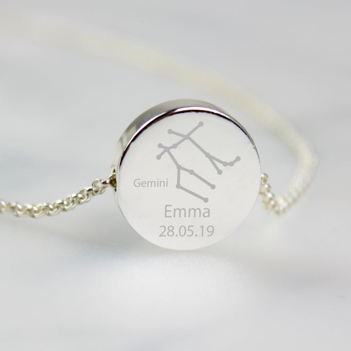 Personalised Gemini Zodiac Star Sign Silver Tone Necklace (May 21st - June 20th) - part of the Gifts Finder Personalised Necklaces collection