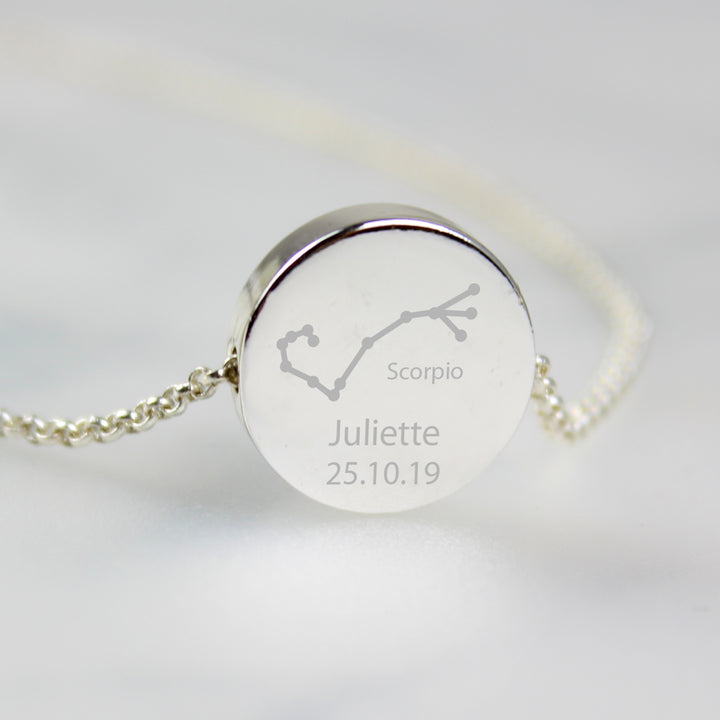 Personalised Scorpio Zodiac Star Sign Silver Tone Necklace (October 23rd - November 21st) - part of the Gifts Finder Personalised Necklaces collection