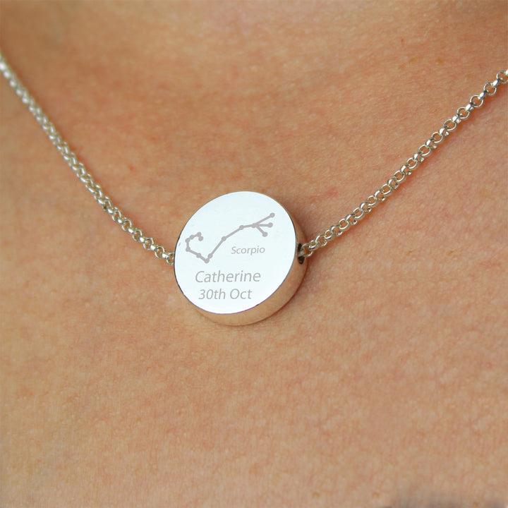 Personalised Scorpio Zodiac Star Sign Silver Tone Necklace (October 23rd - November 21st) - part of the Gifts Finder Personalised Necklaces collection