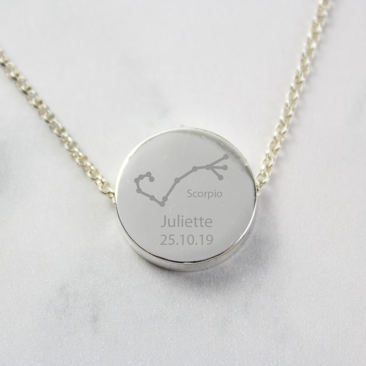 Personalised Scorpio Zodiac Star Sign Silver Tone Necklace (October 23rd - November 21st) - part of the Gifts Finder Personalised Necklaces collection