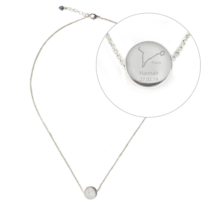 Personalised Pisces Zodiac Star Sign Silver Tone Necklace (February 19th - March 20th) - part of the Gifts Finder Necklaces collection