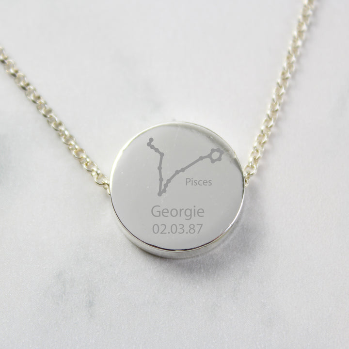 Personalised Pisces Zodiac Star Sign Silver Tone Necklace (February 19th - March 20th) - part of the Gifts Finder Necklaces collection