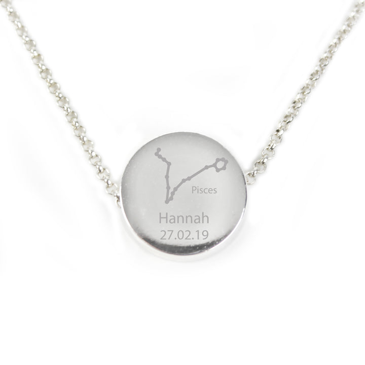 Personalised Pisces Zodiac Star Sign Silver Tone Necklace (February 19th - March 20th) - part of the Gifts Finder Necklaces collection