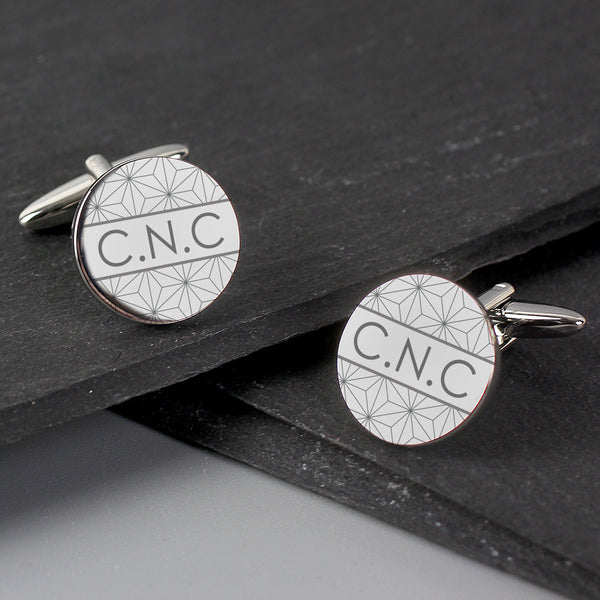 Buy Personalised Geometric Round Cufflinks at www.giftsfinder.co.uk