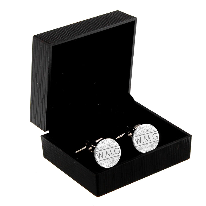 Buy Personalised Geometric Round Cufflinks at www.giftsfinder.co.uk