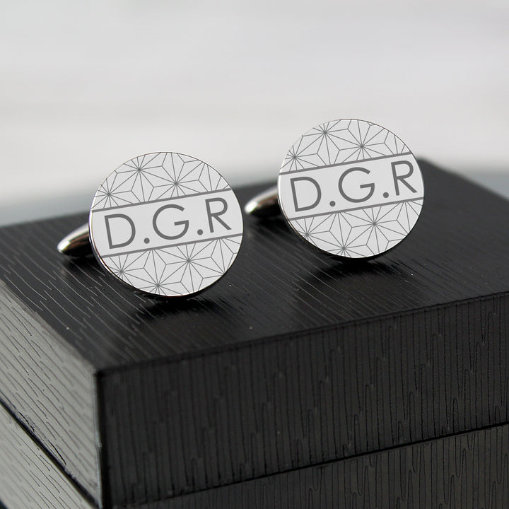 Buy Personalised Geometric Round Cufflinks at www.giftsfinder.co.uk