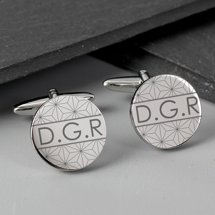 Buy Personalised Geometric Round Cufflinks at www.giftsfinder.co.uk