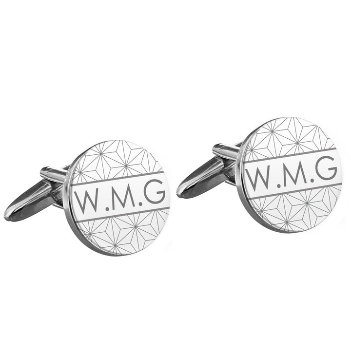 Buy Personalised Geometric Round Cufflinks at www.giftsfinder.co.uk