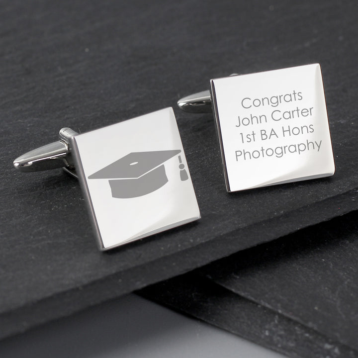 Buy Personalised Graduation Square Cufflinks at www.giftsfinder.co.uk