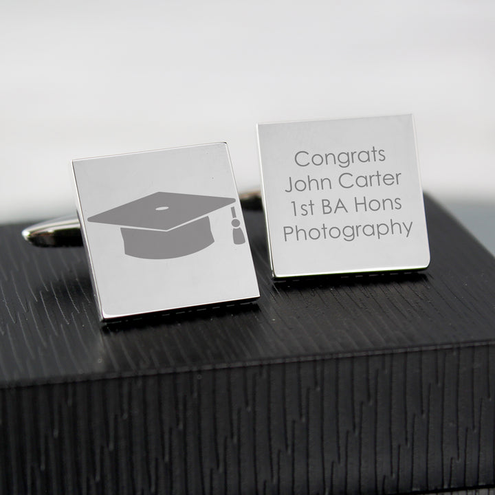 Buy Personalised Graduation Square Cufflinks at www.giftsfinder.co.uk