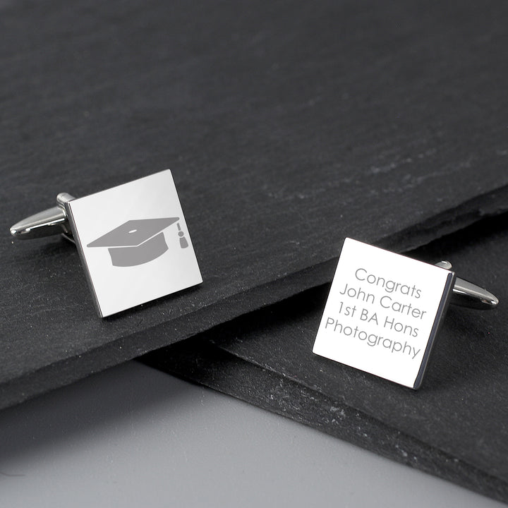 Buy Personalised Graduation Square Cufflinks at www.giftsfinder.co.uk