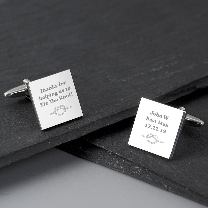 Buy Personalised Tie the Knot Square Cufflinks at www.giftsfinder.co.uk