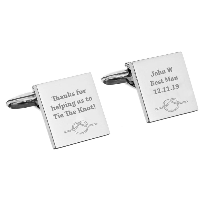 Buy Personalised Tie the Knot Square Cufflinks at www.giftsfinder.co.uk