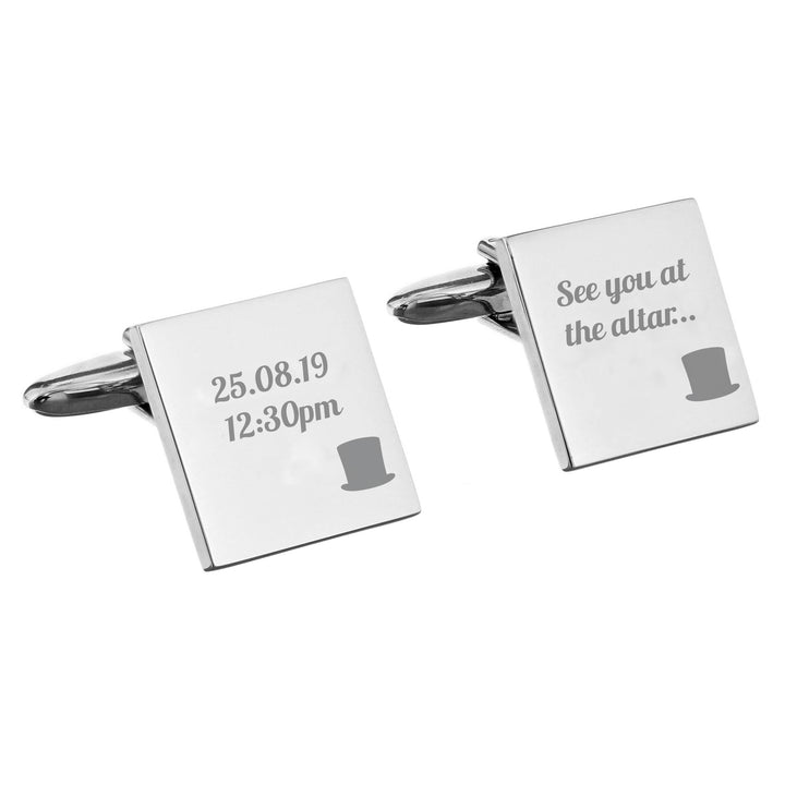 Buy Personalised Top Hat Wedding Square Cufflinks at www.giftsfinder.co.uk